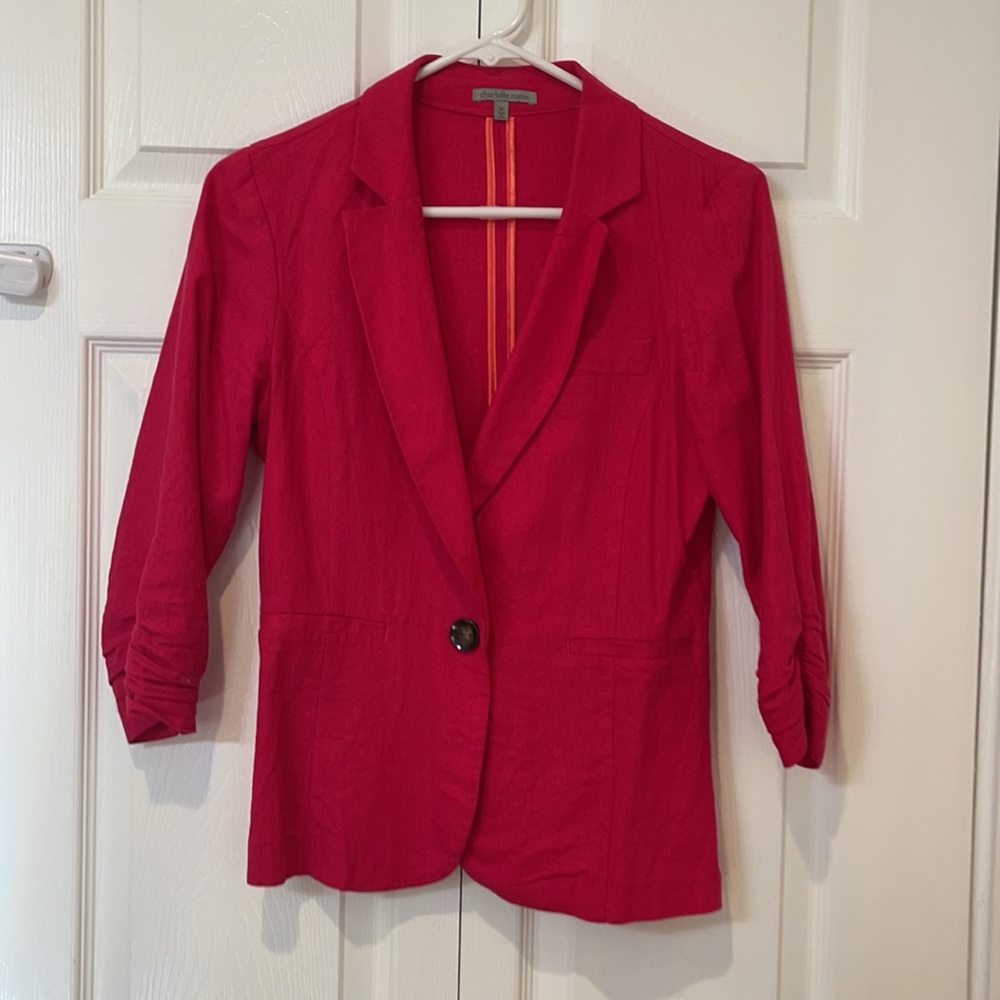Charolette Russe hot pink linen blazer